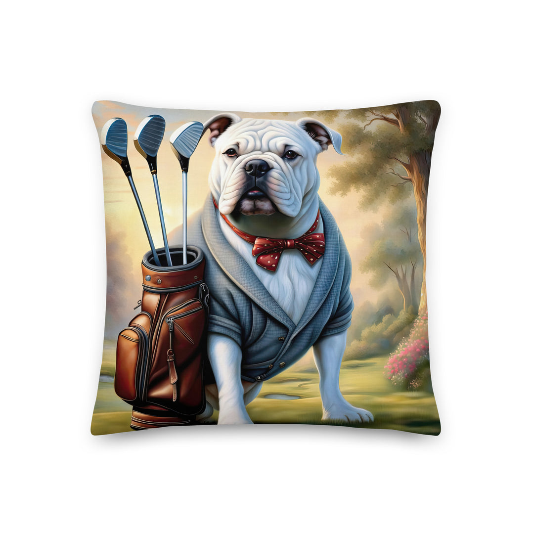 Bulldog Golfer- Premium Pillow v4