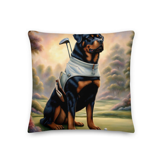 Rottweiler Golfer- Premium Pillow v3