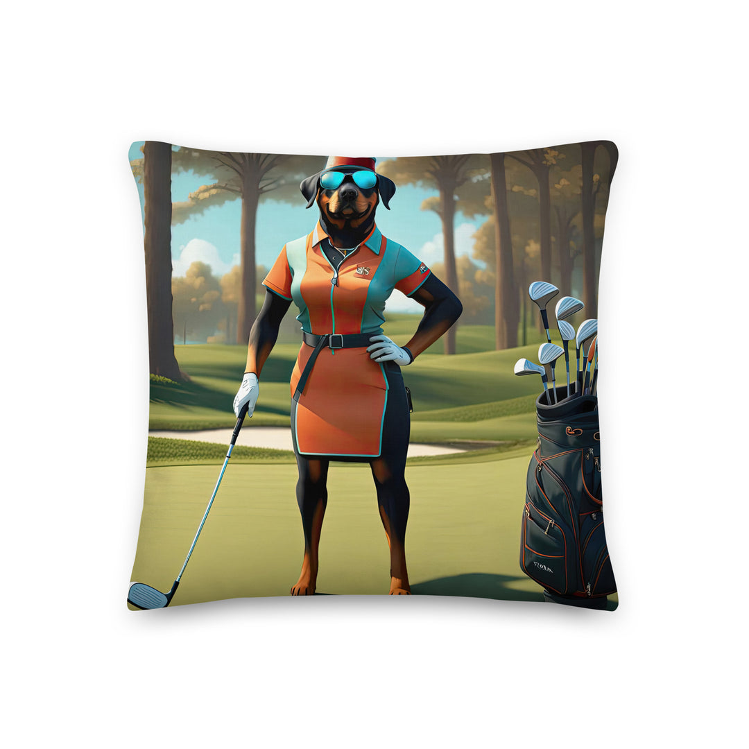 Rottweiler Golfer- Premium Pillow v4