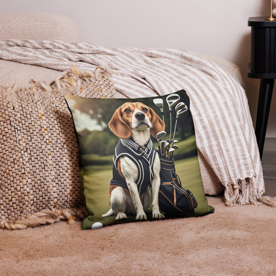 Beagle Golfer- Premium Pillow