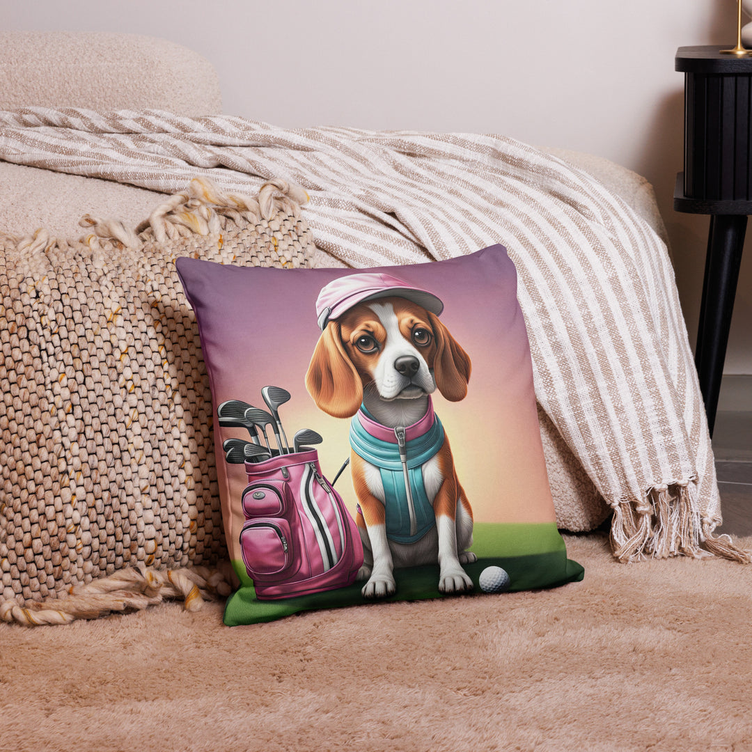 Beagle Golfer- Premium Pillow v3