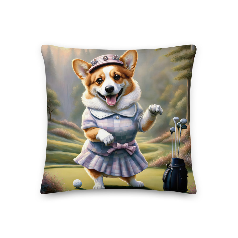 Pembroke Welsh Corgi Golfer- Premium Pillow v2