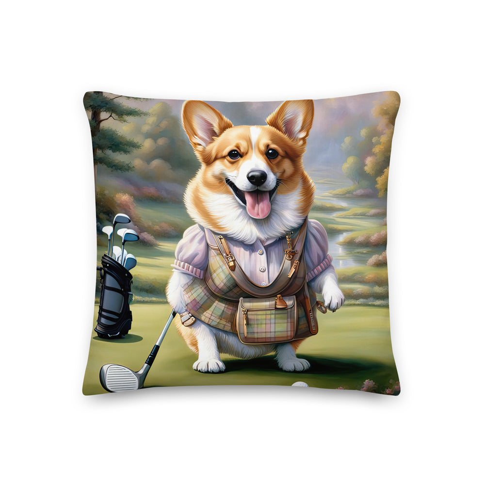 Pembroke Welsh Corgi Golfer- Premium Pillow v3