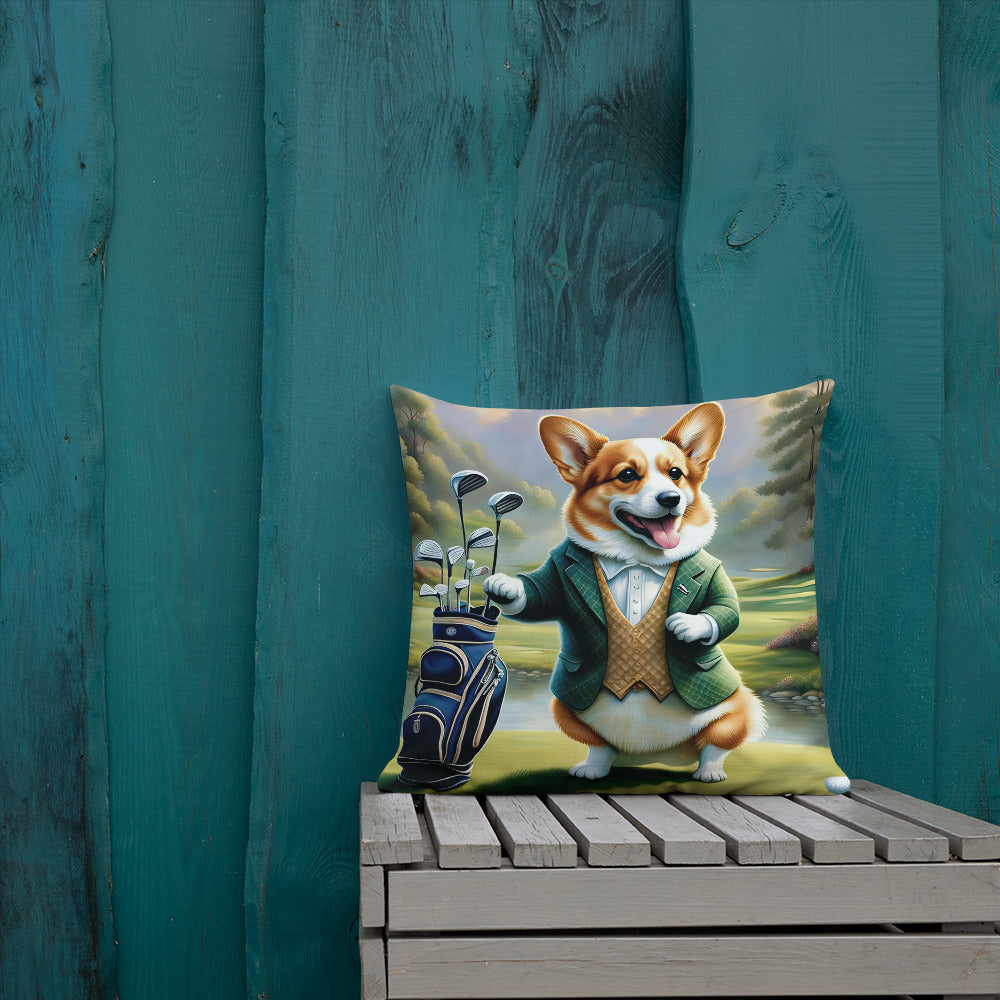 Pembroke Welsh Corgi Golfer- Premium Pillow v4