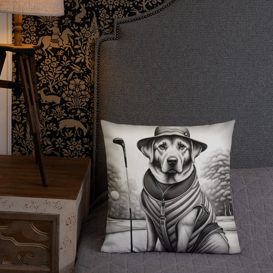 Premium Pillow-Labrador Retriever Golfer V7