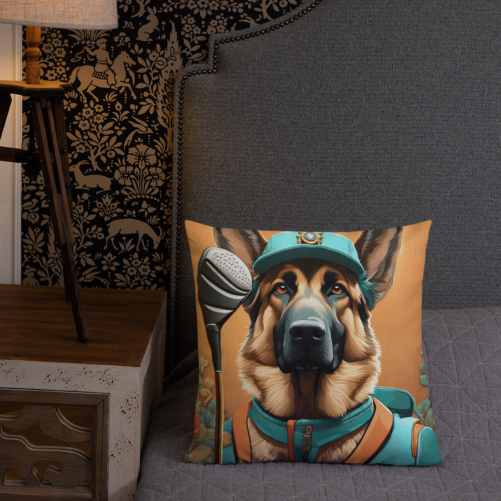 German Shepherd Golfer- Premium Pillow