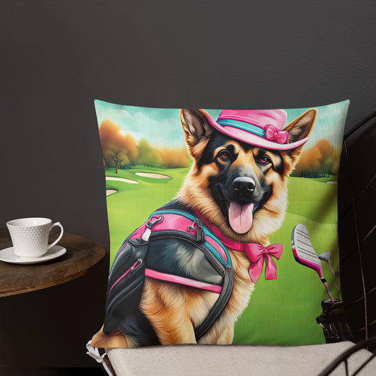 German Shepherd Golfer- Premium Pillow v2