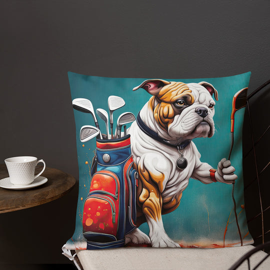 Bulldog Golfer- Premium Pillow