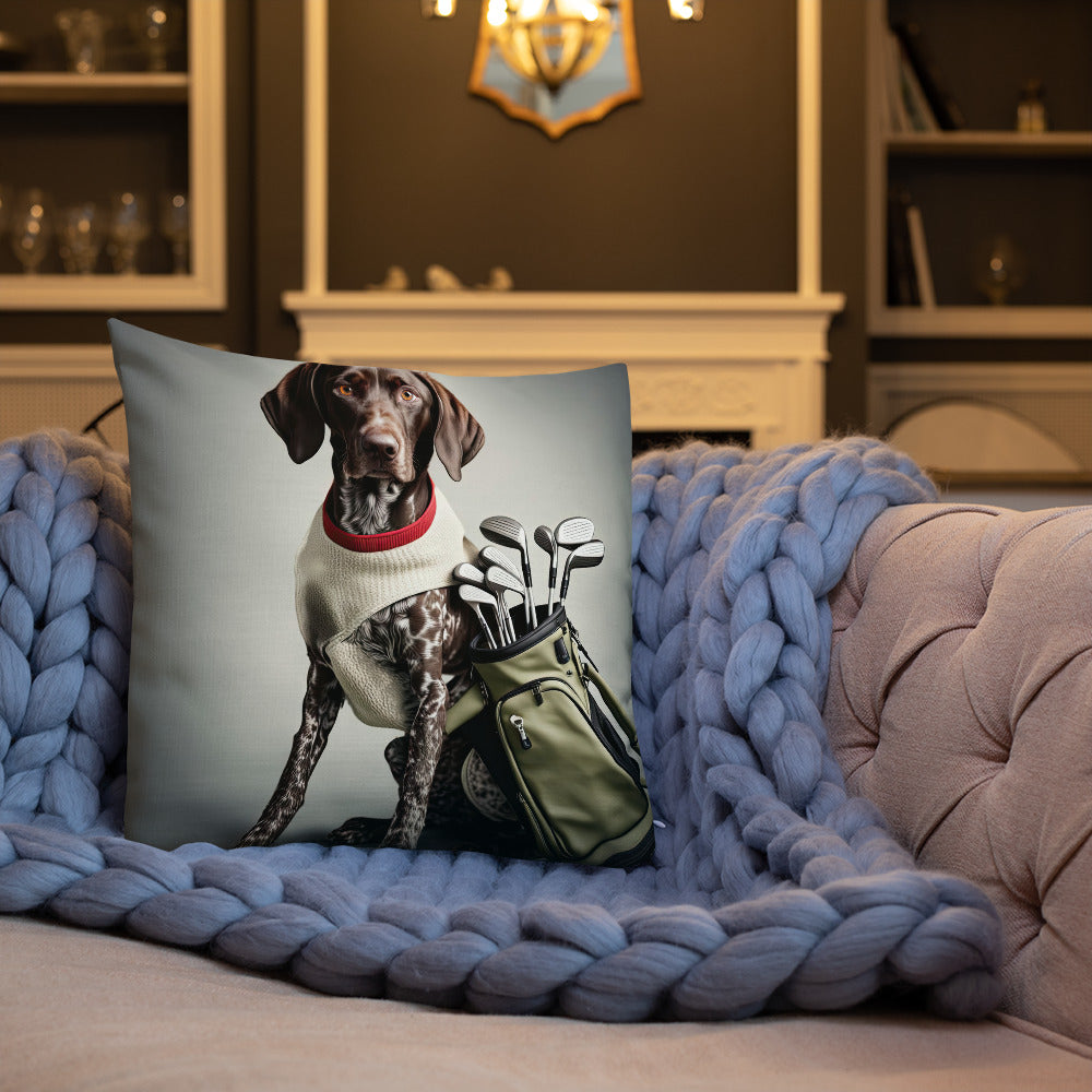 German Shorthaired Pointer Golfer- Premium Pillow v4
