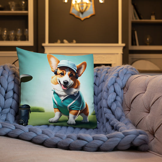 Pembroke Welsh Corgi Golfer- Premium Pillow