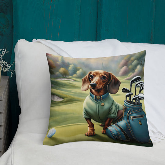 Dachshund Golfer- Premium Pillow