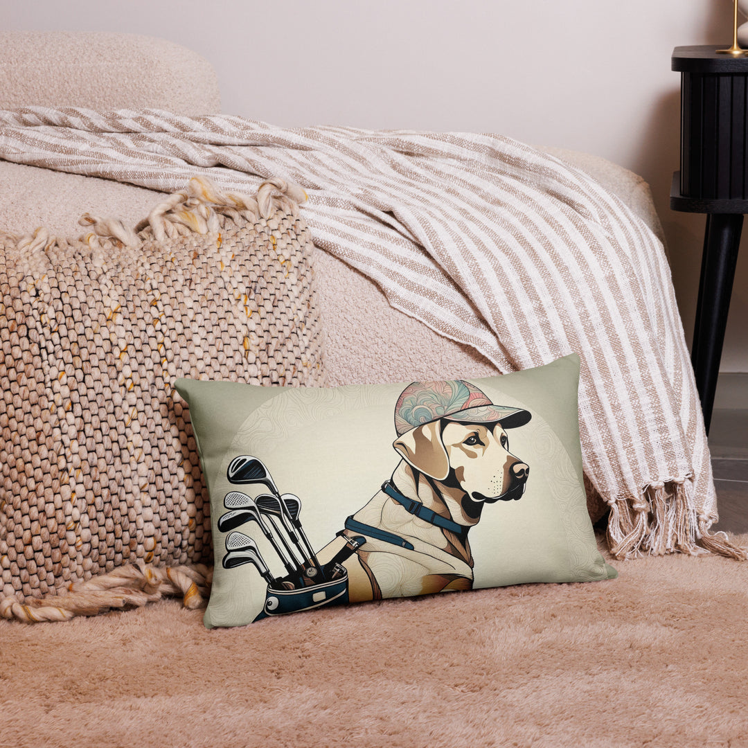 Premium Pillow-Labrador Retriever Golfer