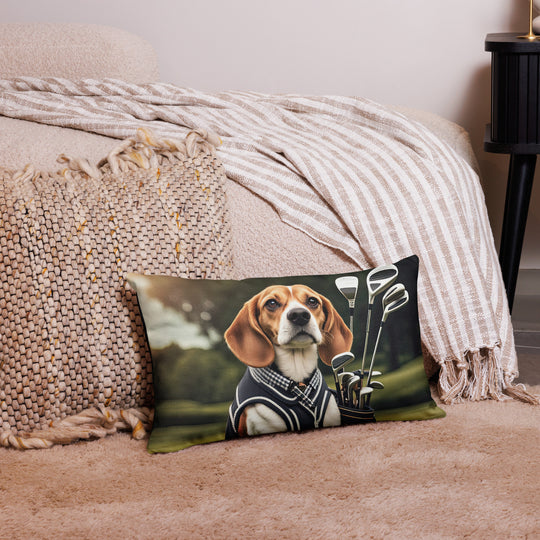 Beagle Golfer- Premium Pillow