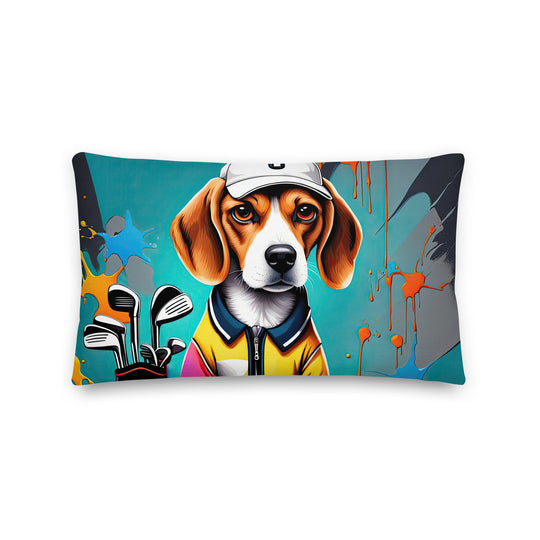 Beagle Golfer- Premium Pillow v4