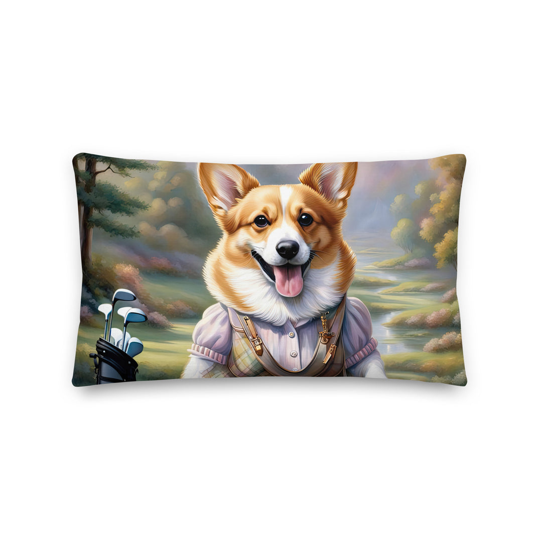 Pembroke Welsh Corgi Golfer- Premium Pillow v3