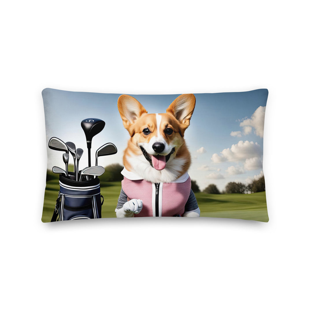 Pembroke Welsh Corgi Golfer- Premium Pillow v5