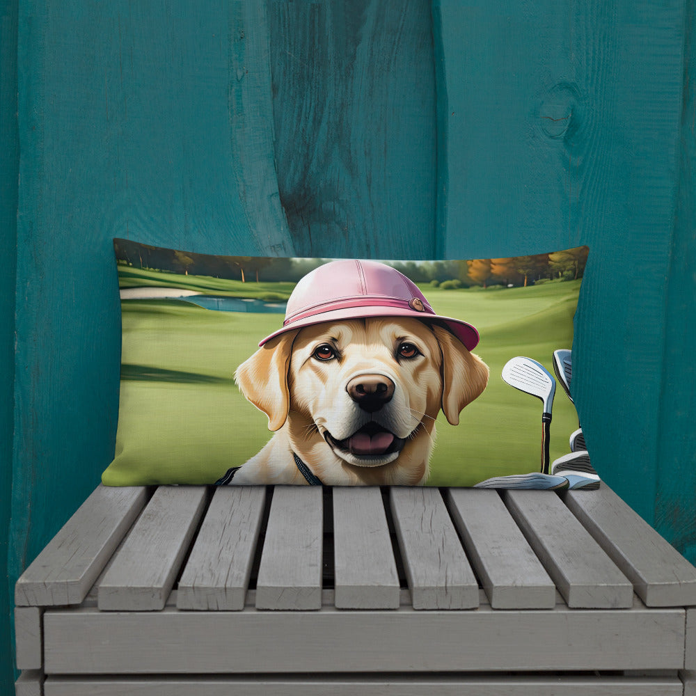 Premium Pillow-Labrador Retriever Golfer V19