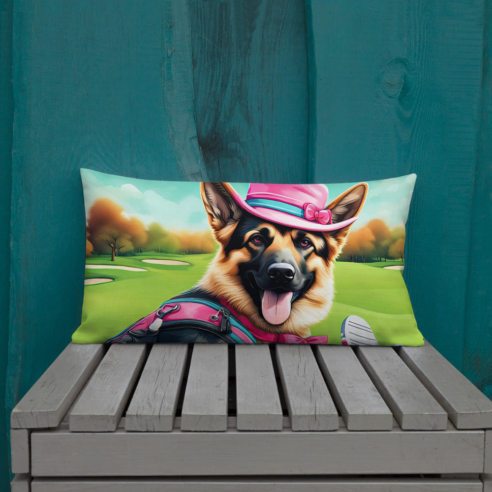 German Shepherd Golfer- Premium Pillow v2