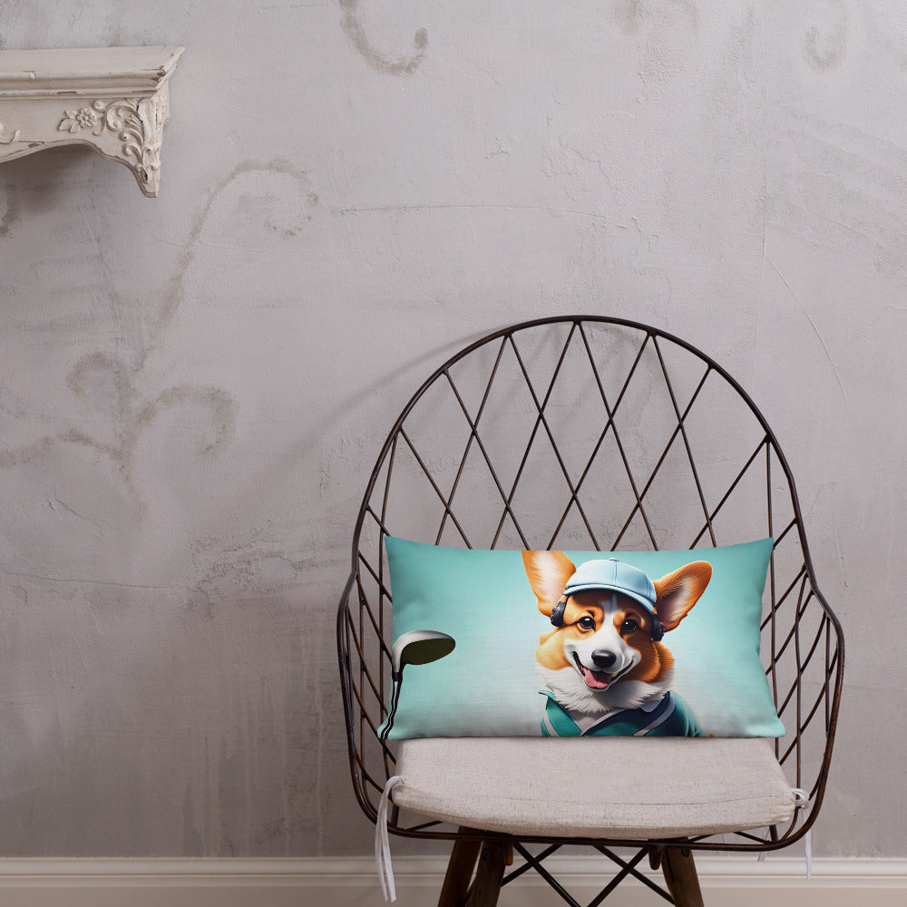 Pembroke Welsh Corgi Golfer- Premium Pillow