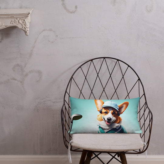 Pembroke Welsh Corgi Golfer- Premium Pillow