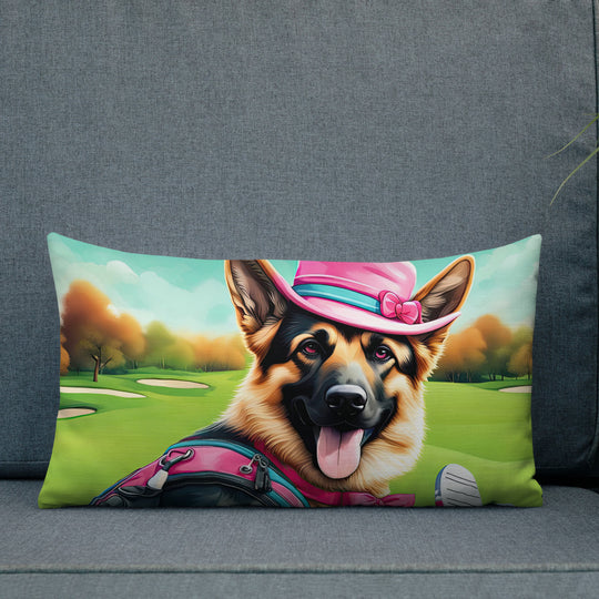 German Shepherd Golfer- Premium Pillow v2