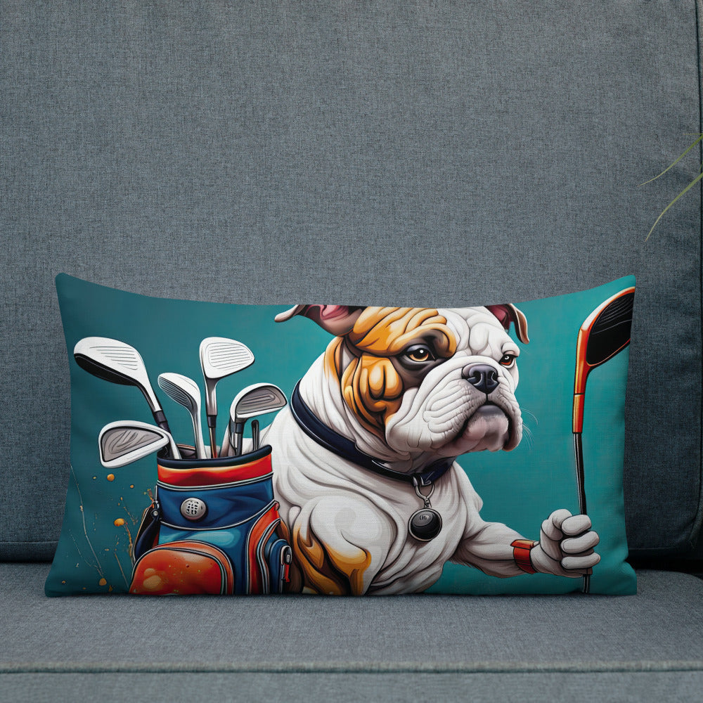 Bulldog Golfer- Premium Pillow