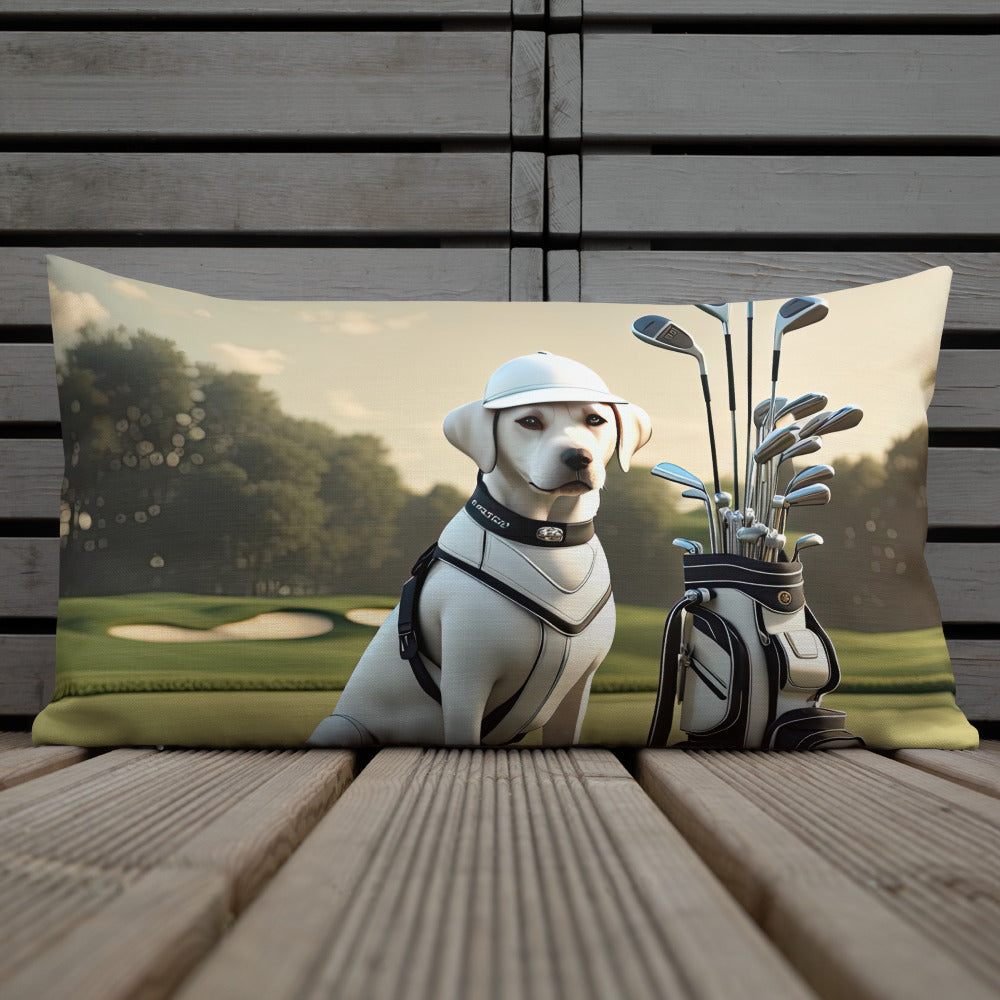 Premium Pillow-Labrador Retriever Golfer V6