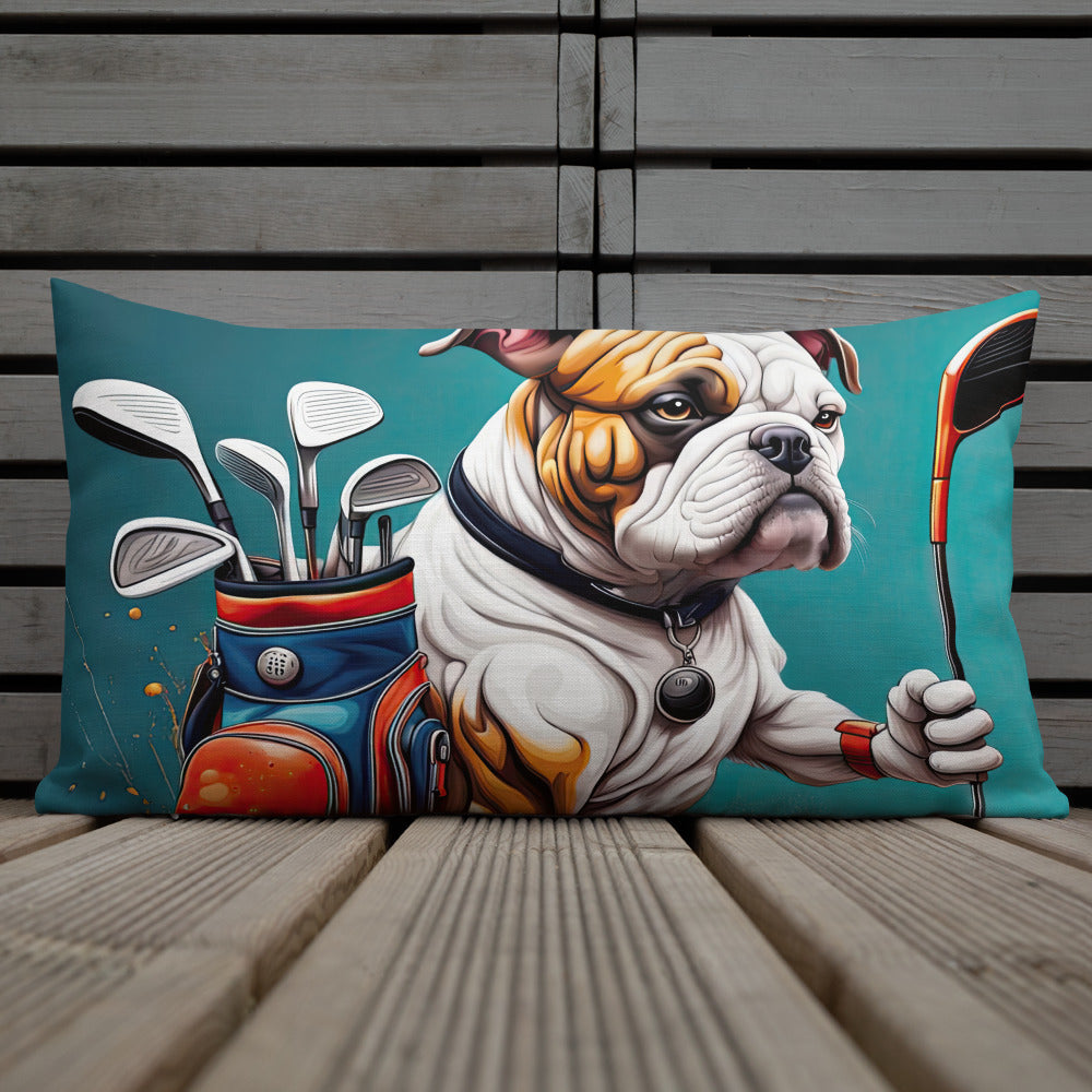 Bulldog Golfer- Premium Pillow