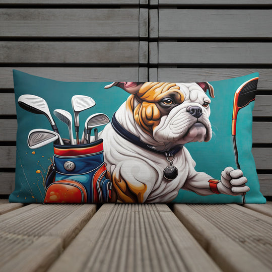 Bulldog Golfer- Premium Pillow