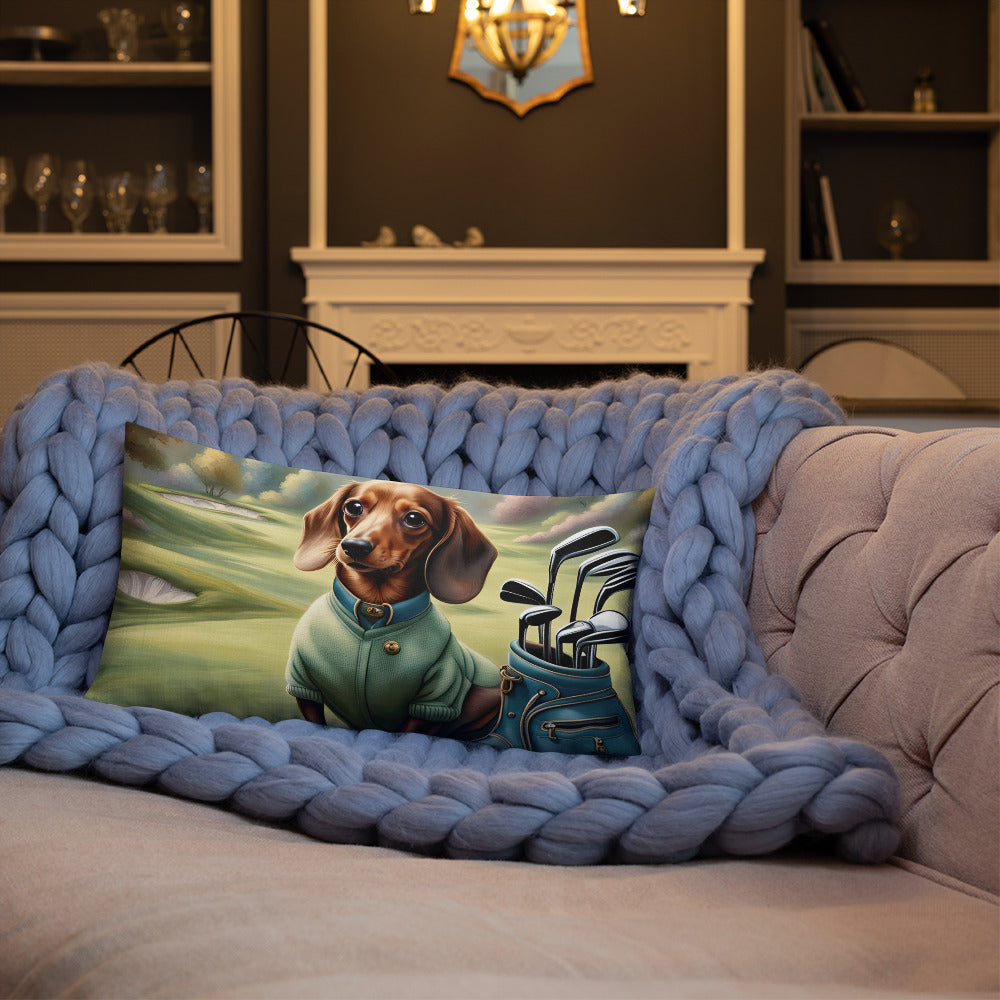 Dachshund Golfer- Premium Pillow