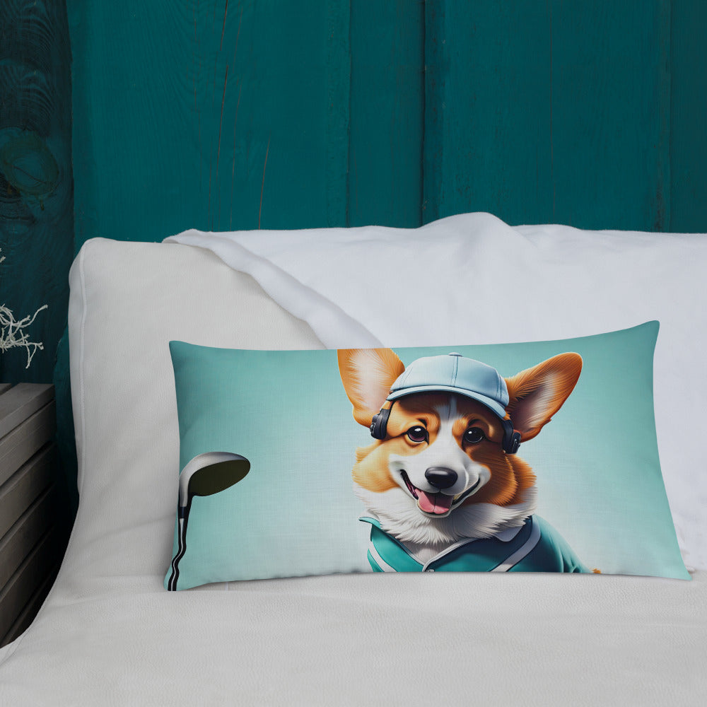 Pembroke Welsh Corgi Golfer- Premium Pillow