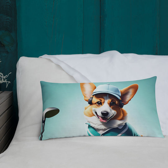 Pembroke Welsh Corgi Golfer- Premium Pillow