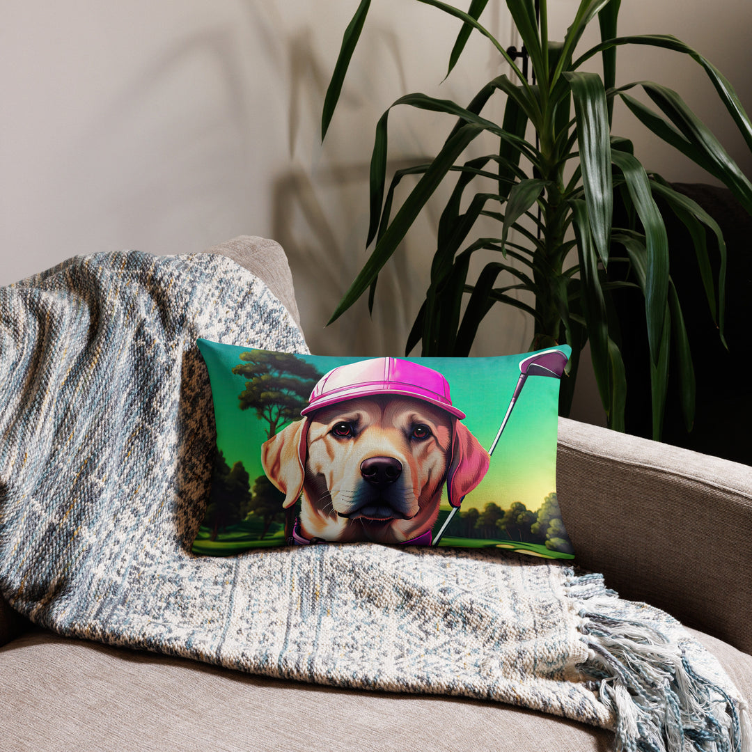 Premium Pillow-Labrador Retriever Golfer V16