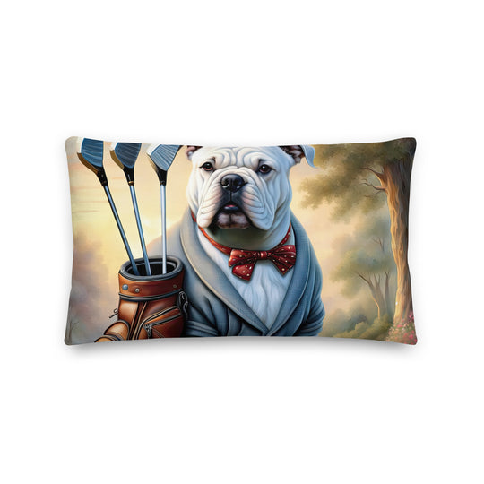 Bulldog Golfer- Premium Pillow v4