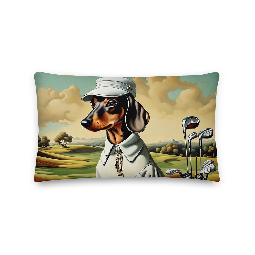 Dachshund Golfer- Premium Pillow v3