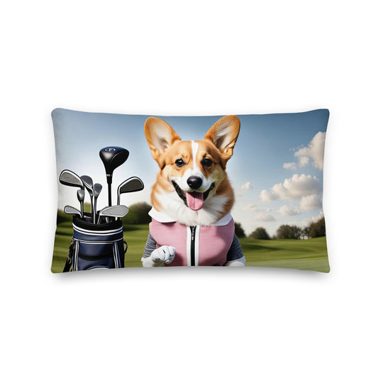 Pembroke Welsh Corgi Golfer- Premium Pillow v5