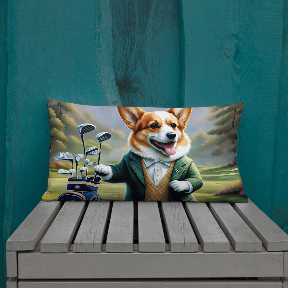 Pembroke Welsh Corgi Golfer- Premium Pillow v4