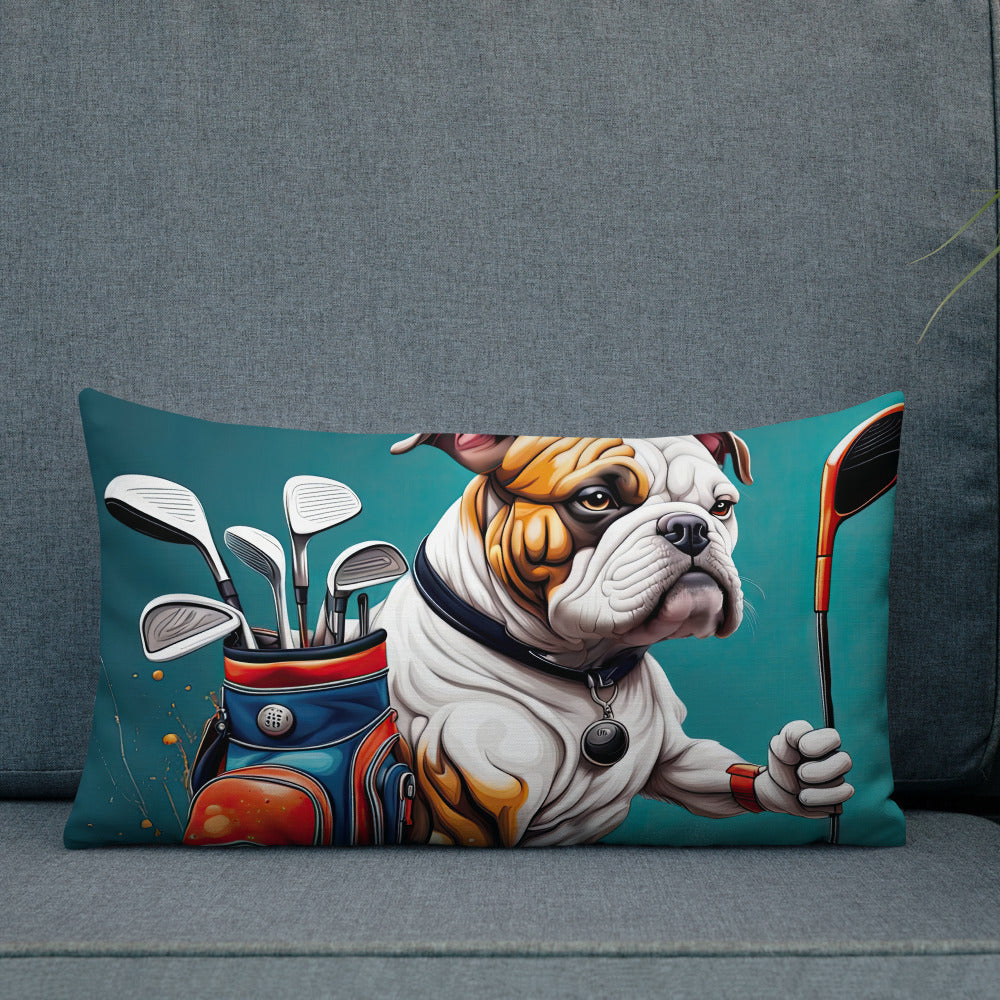 Bulldog Golfer- Premium Pillow