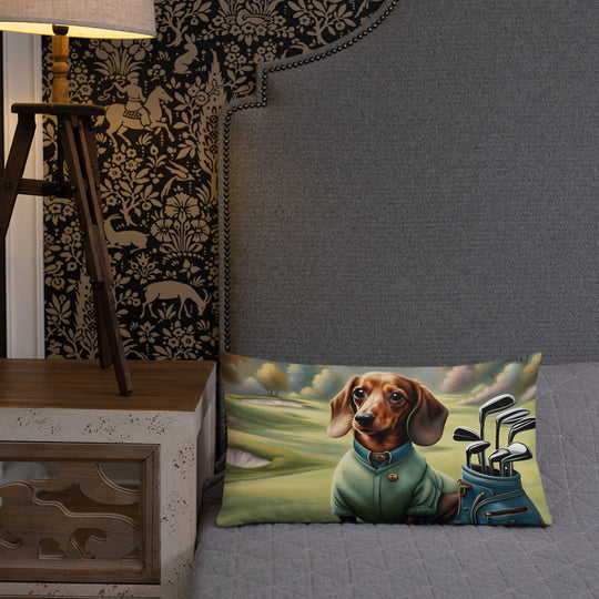 Dachshund Golfer- Premium Pillow