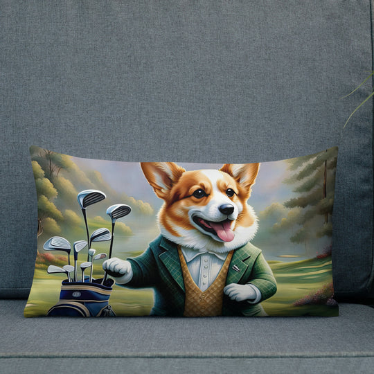Pembroke Welsh Corgi Golfer- Premium Pillow v4