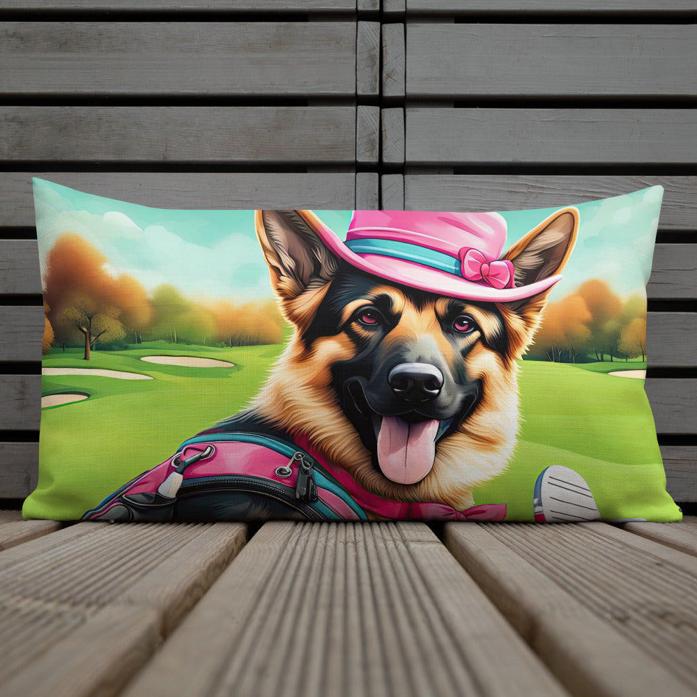 German Shepherd Golfer- Premium Pillow v2