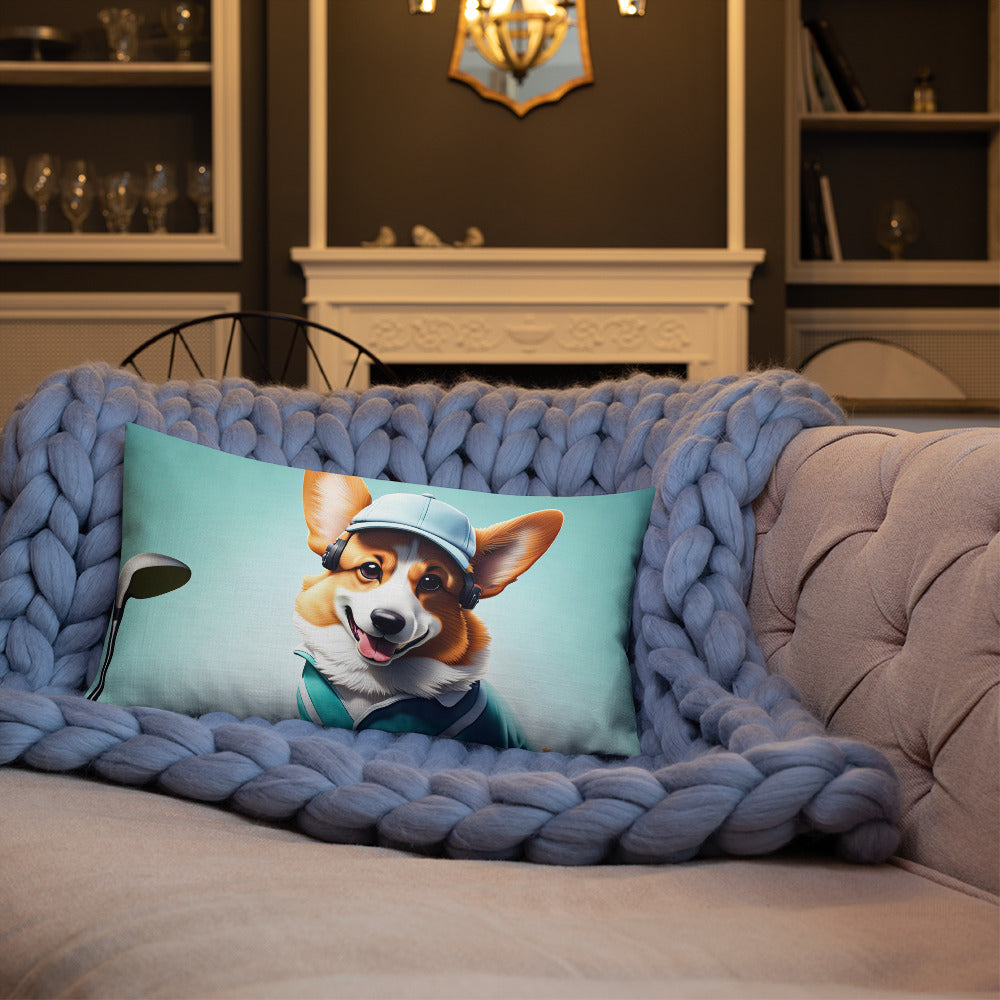 Pembroke Welsh Corgi Golfer- Premium Pillow