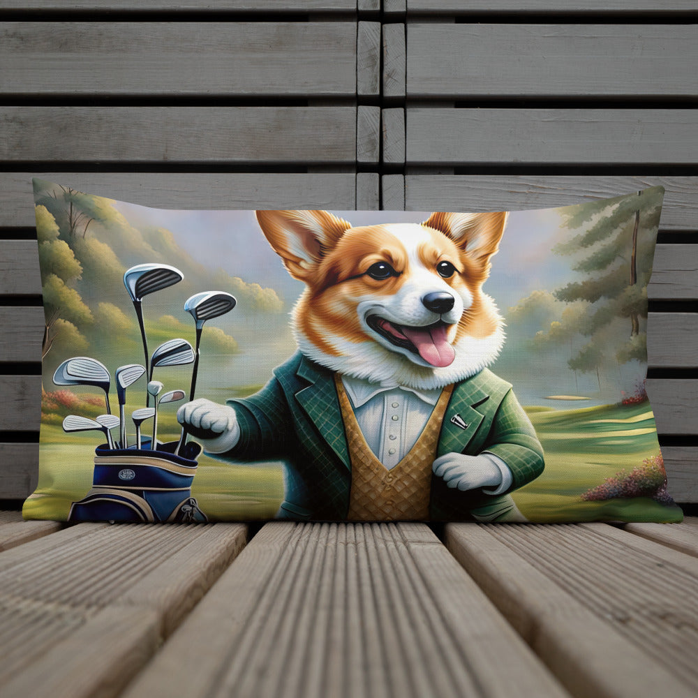Pembroke Welsh Corgi Golfer- Premium Pillow v4