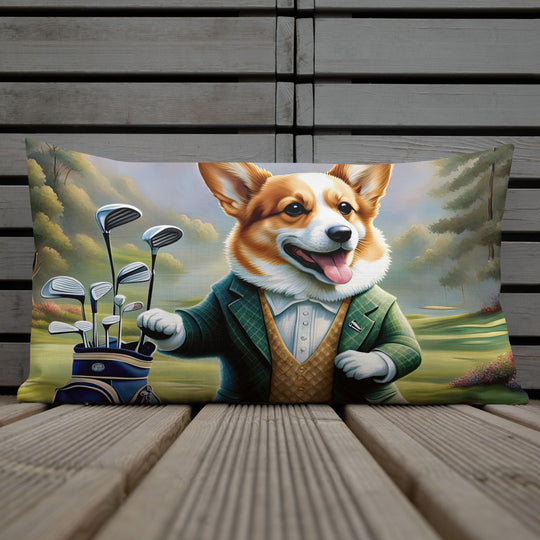 Pembroke Welsh Corgi Golfer- Premium Pillow v4