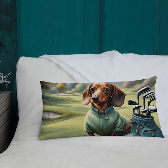 Dachshund Golfer- Premium Pillow