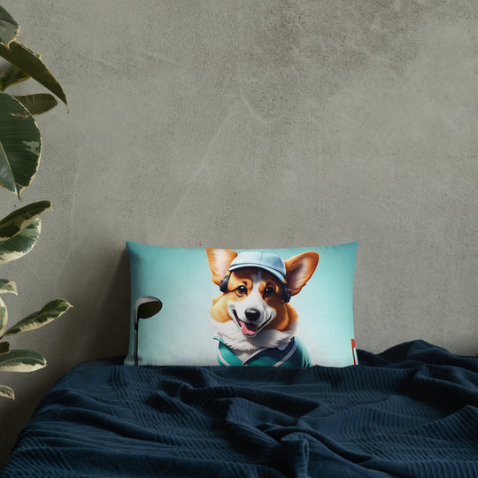 Pembroke Welsh Corgi Golfer- Premium Pillow