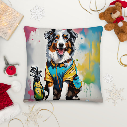 Australian Shepherd Golfer- Premium Pillow v3