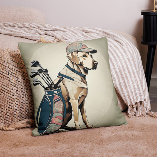 Premium Pillow-Labrador Retriever Golfer