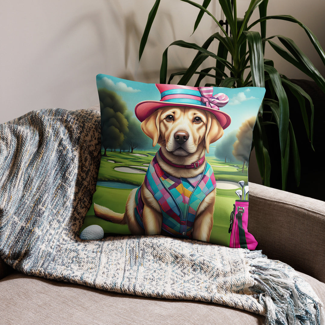 Premium Pillow-Labrador Retriever Golfer V9