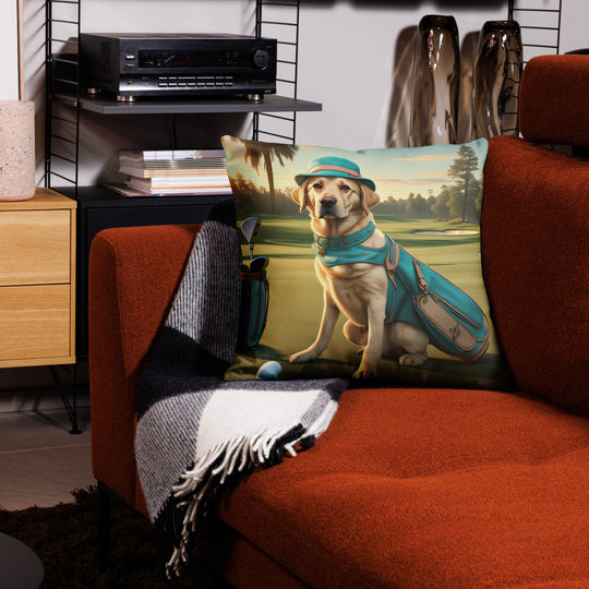 Premium Pillow-Labrador Retriever Golfer V12